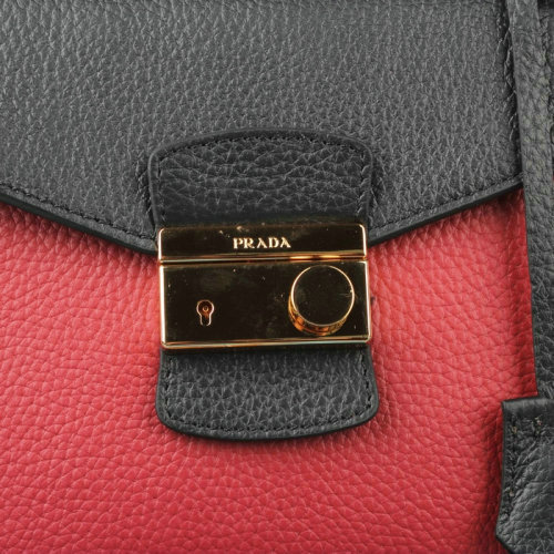 2014 Prada calfskin leather flap bag BN8094 red&black